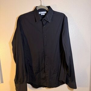 Zara Superslim Fit Black Button Down Shirt Size Large